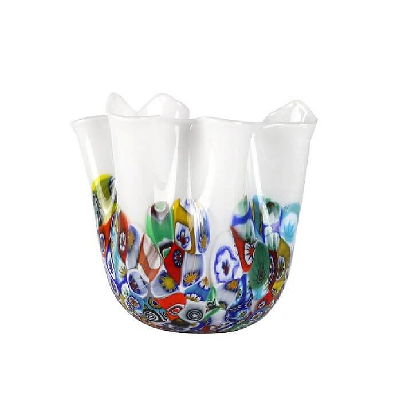 Vaso Fazzoletto con murrine in vetro di Murano 2