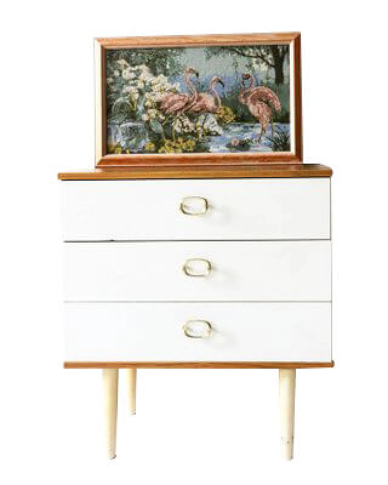 Chest of drawers in white lacquered wood, 1960s 8