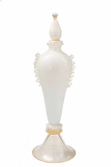 Vase made of white Murano glass and 24 kt gold