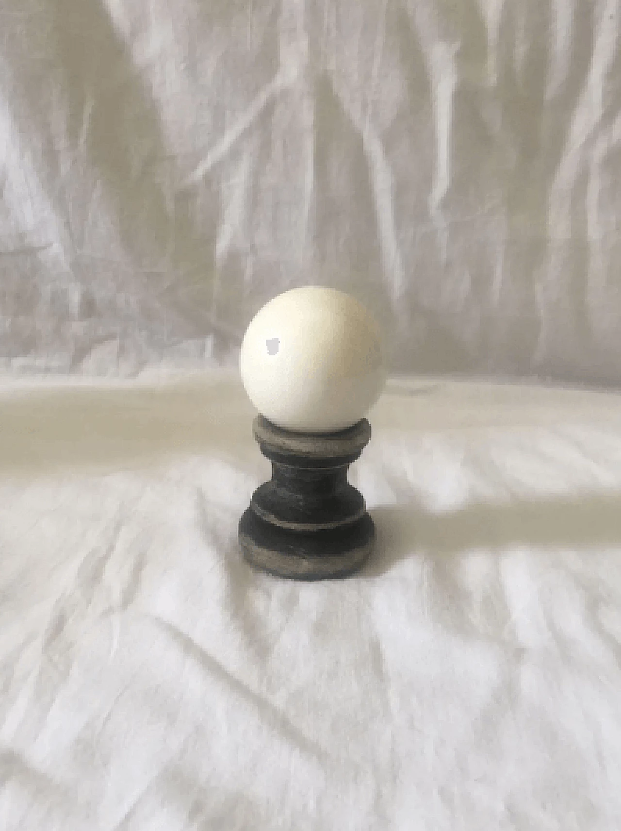 White marble sphere with wooden base with black shades, 1960s 2