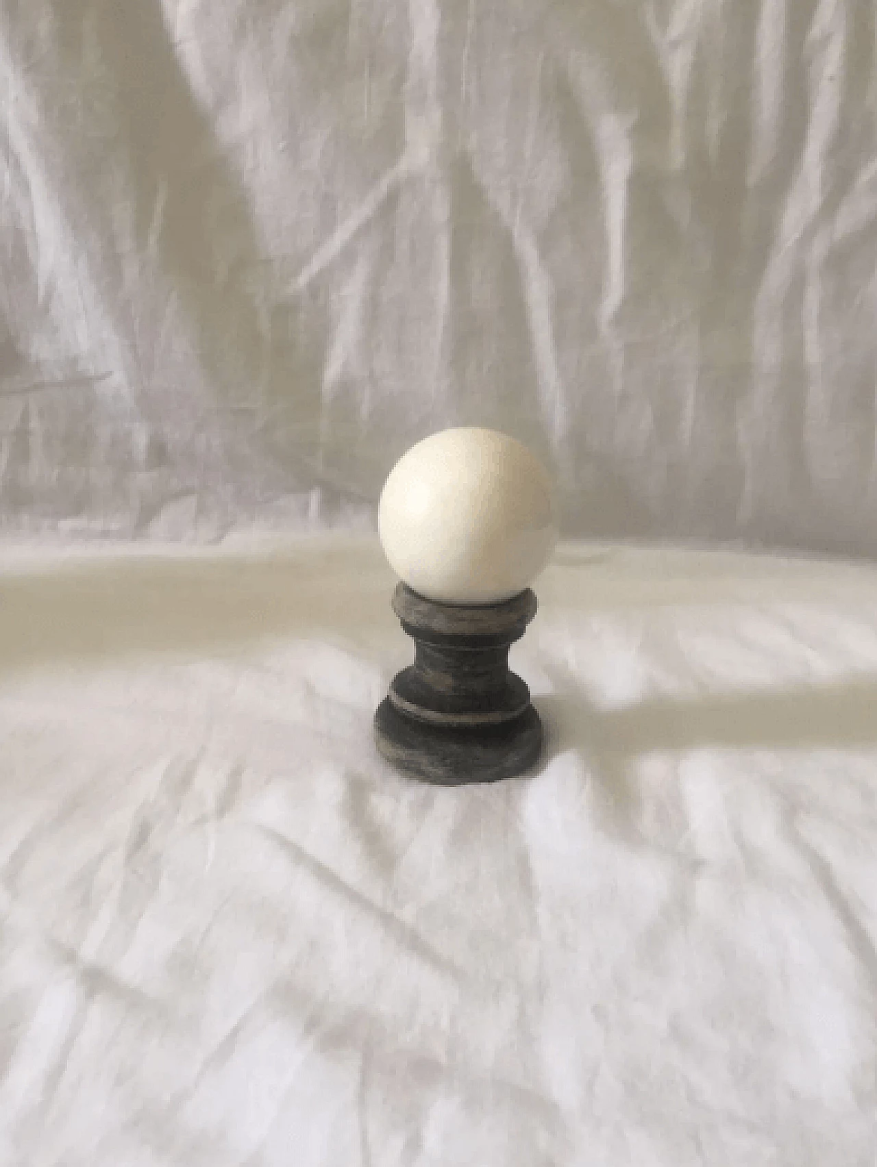 White marble sphere with wooden base with black shades, 1960s 4