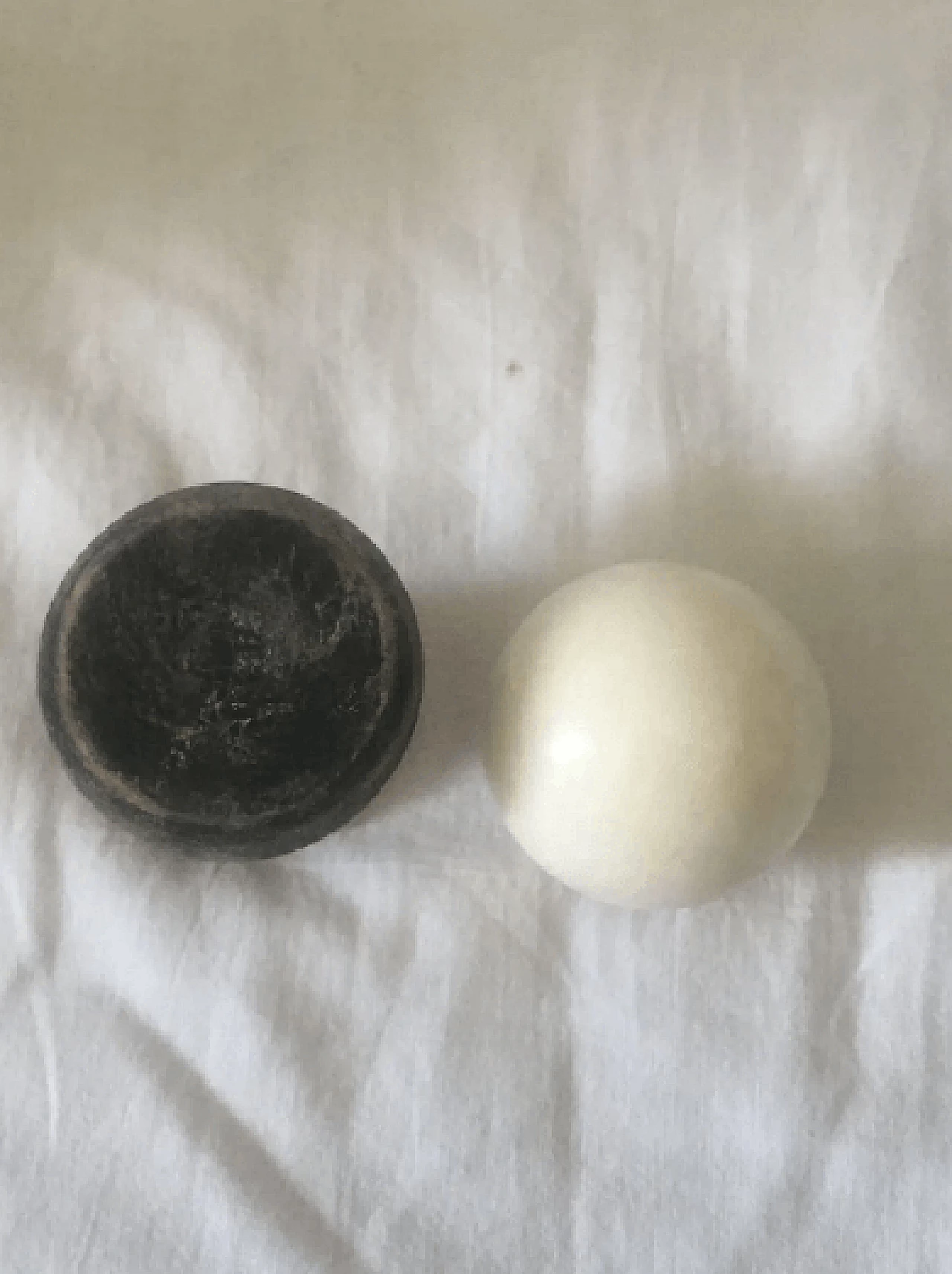 White marble sphere with wooden base with black shades, 1960s 10