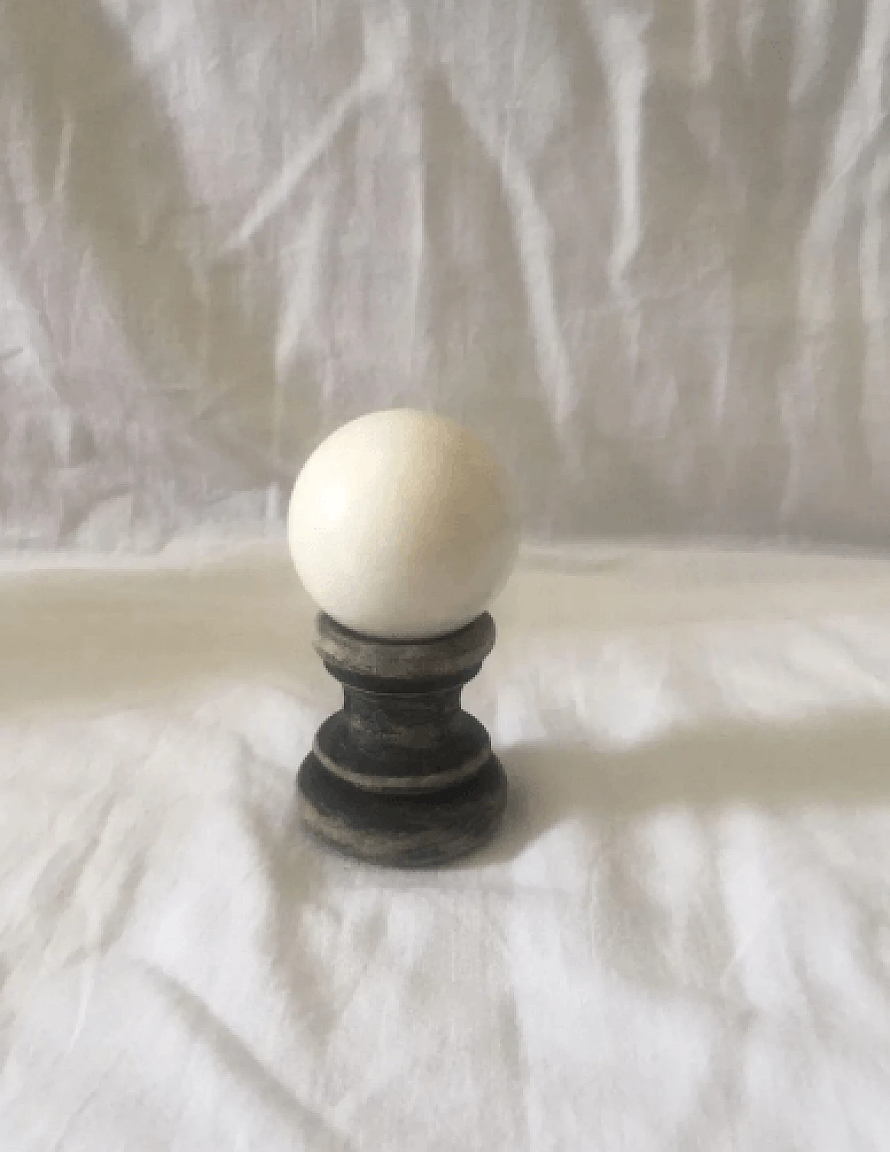 White marble sphere with wooden base with black shades, 1960s 11