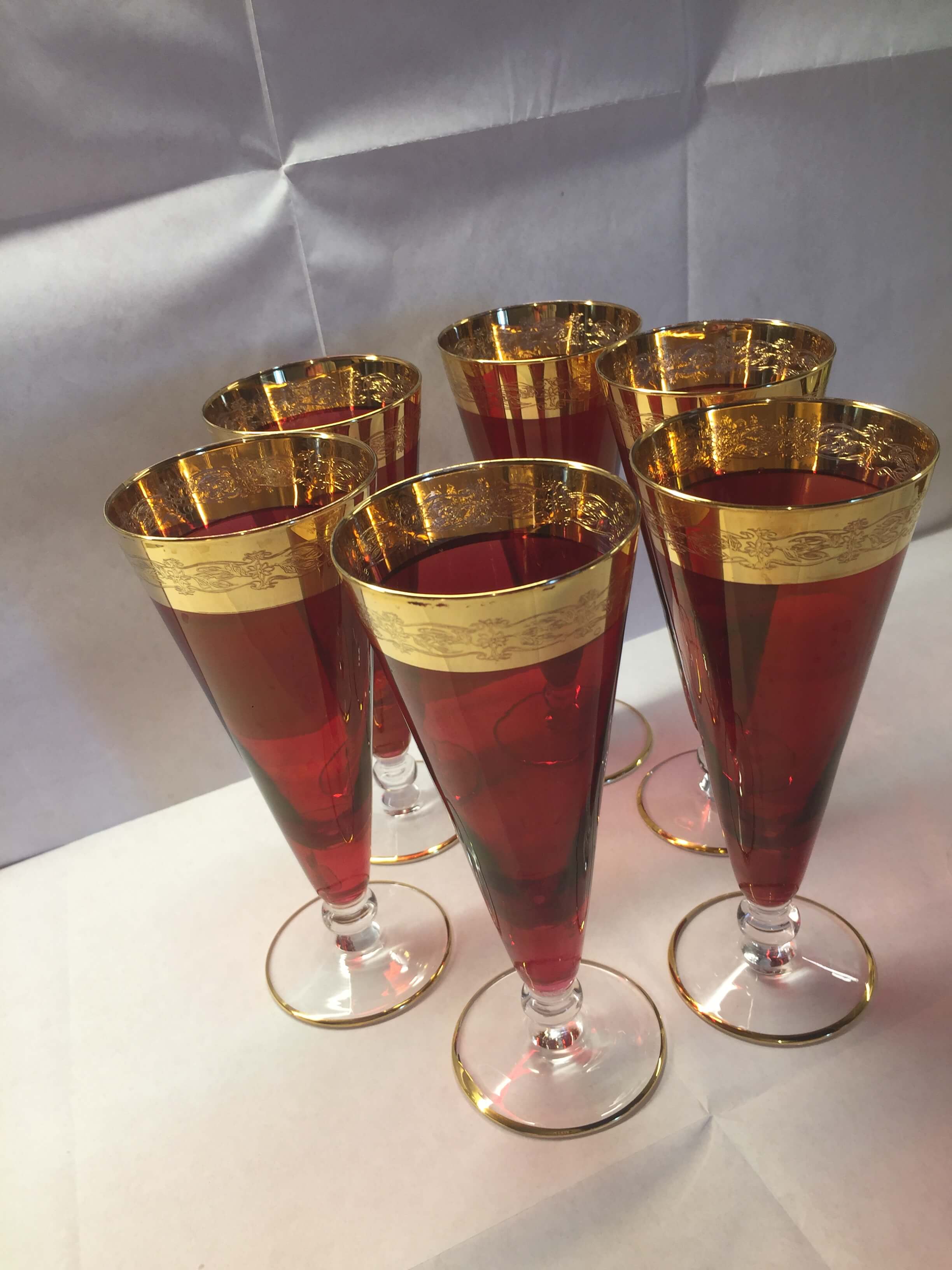 Bicchieri da vino rosso in vetro di Murano, anni '50, set di 5 in vendita  su Pamono