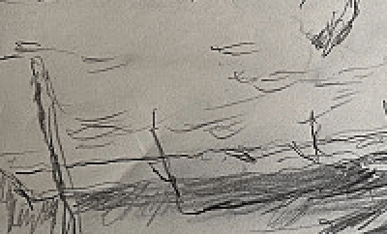 Lago d'Iseo by Arturo Tosi, pencil on paper, 1940s 2