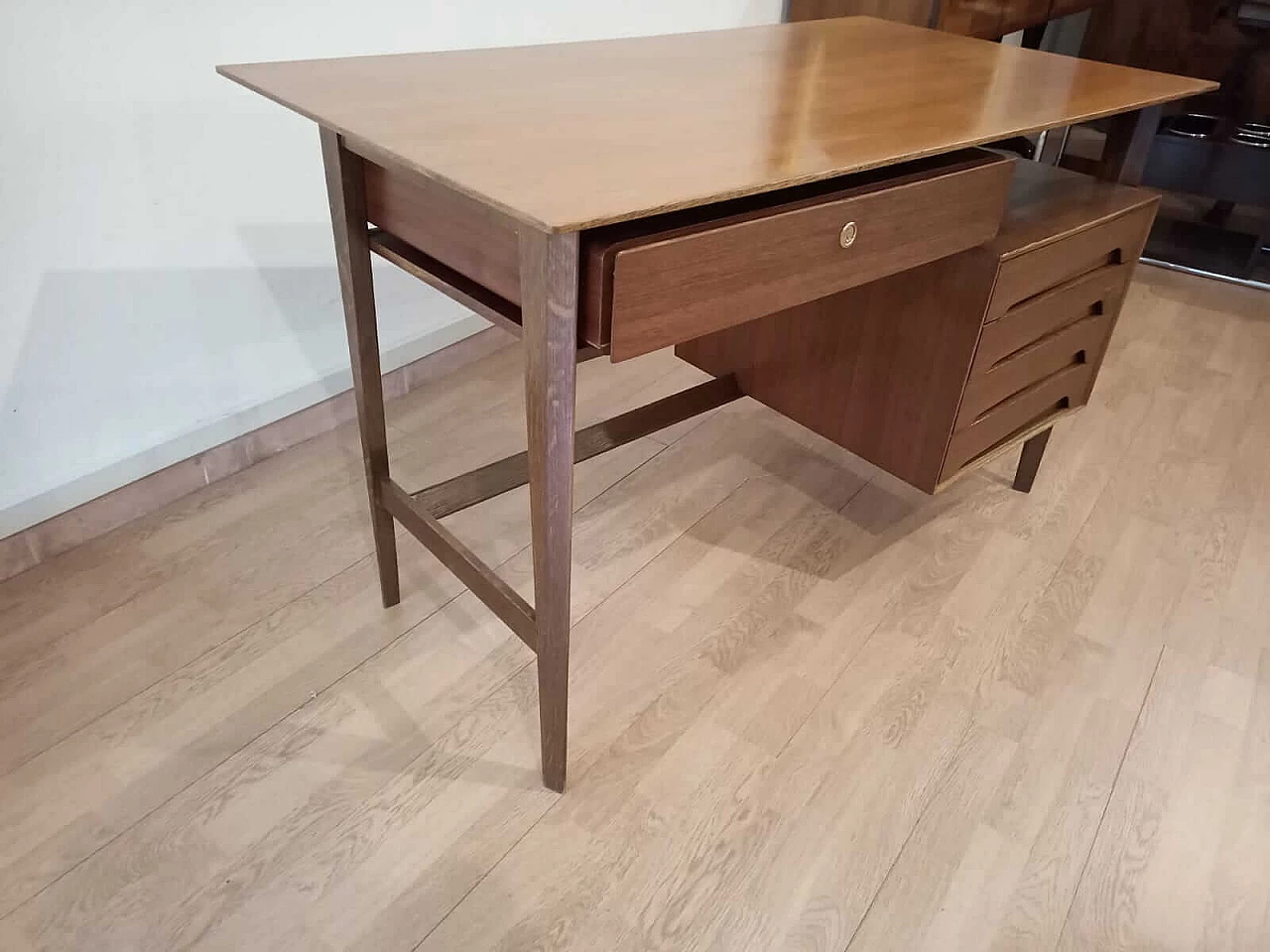 Teak and brass desk by Edmondo Palutari, 1950s 1332215