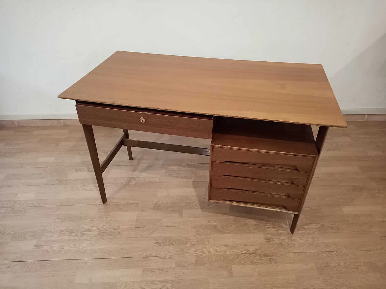 Teak and brass desk by Edmondo Palutari, 1950s 1332216