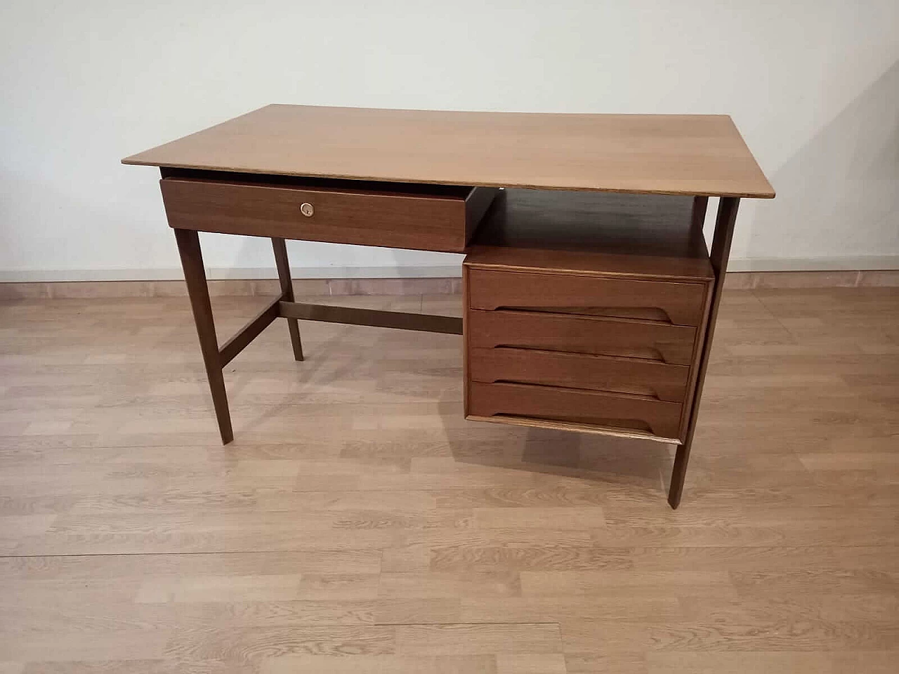 Teak and brass desk by Edmondo Palutari, 1950s 1332217