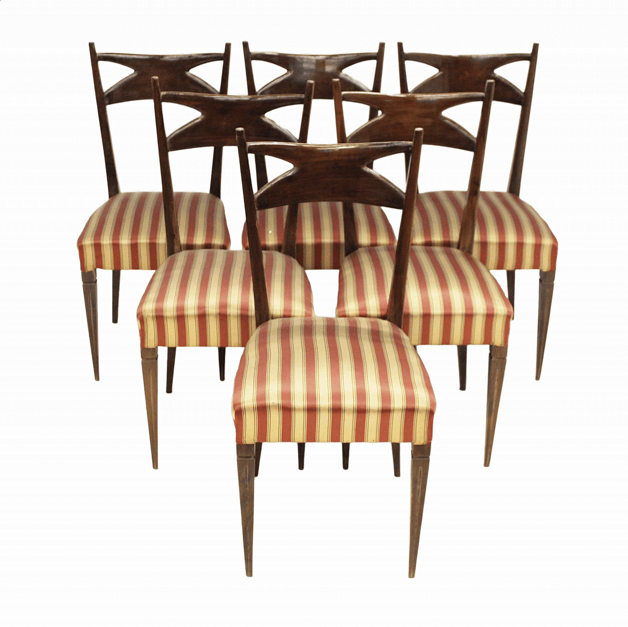 6 Mahogany chairs by Franco Buzzi, 1940s 4