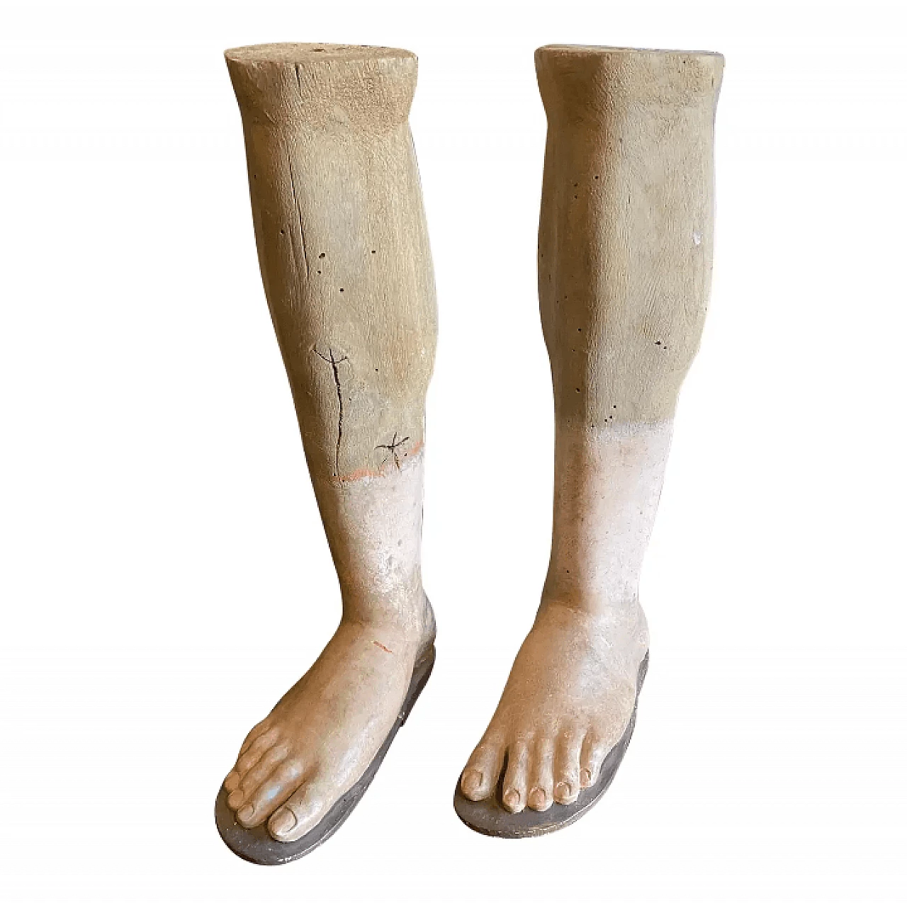 Hand-carved and lacquered wooden feet, mid-19th century 1