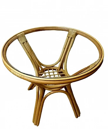 Bamboo and rattan coffee table, 1960s