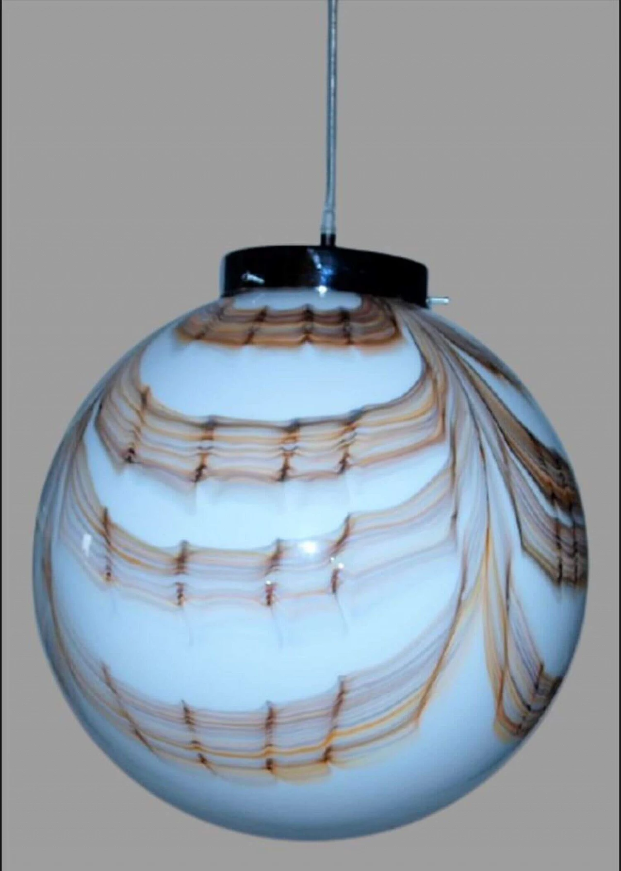 Lampada da soffitto a sfera in vetro di Murano, anni '70 1