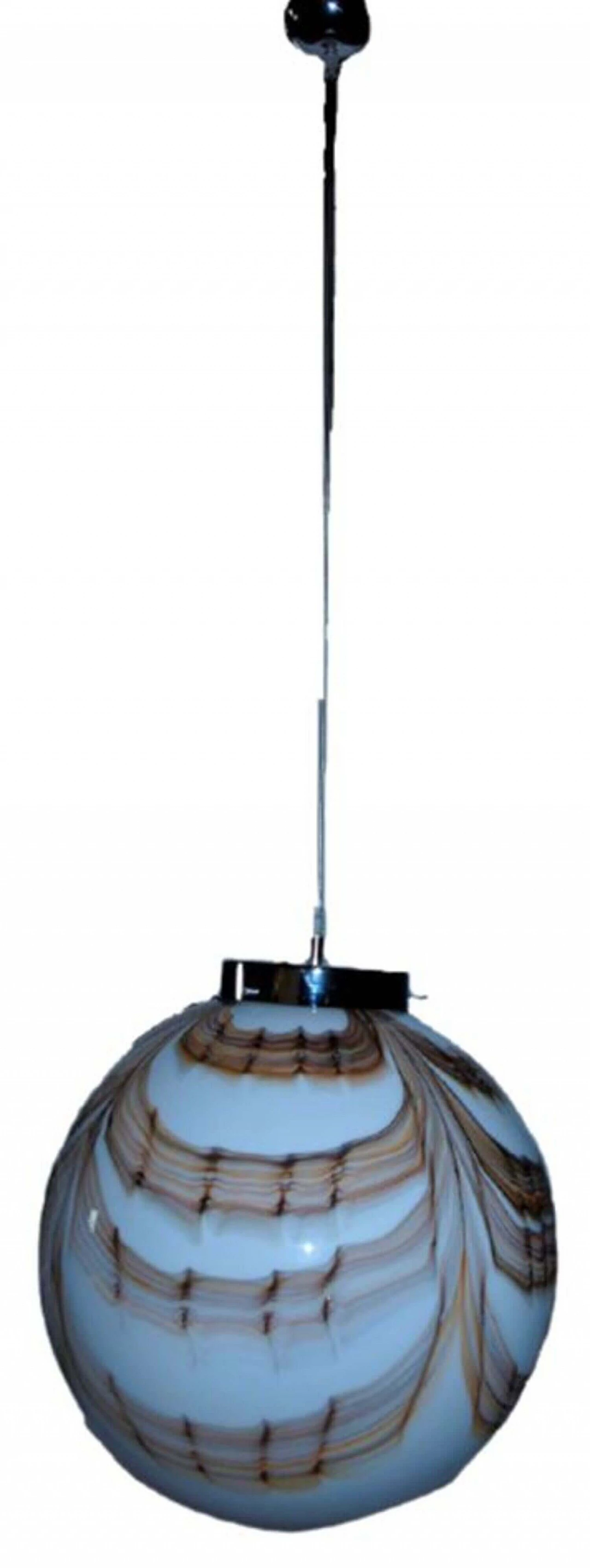 Lampada da soffitto a sfera in vetro di Murano, anni '70 2