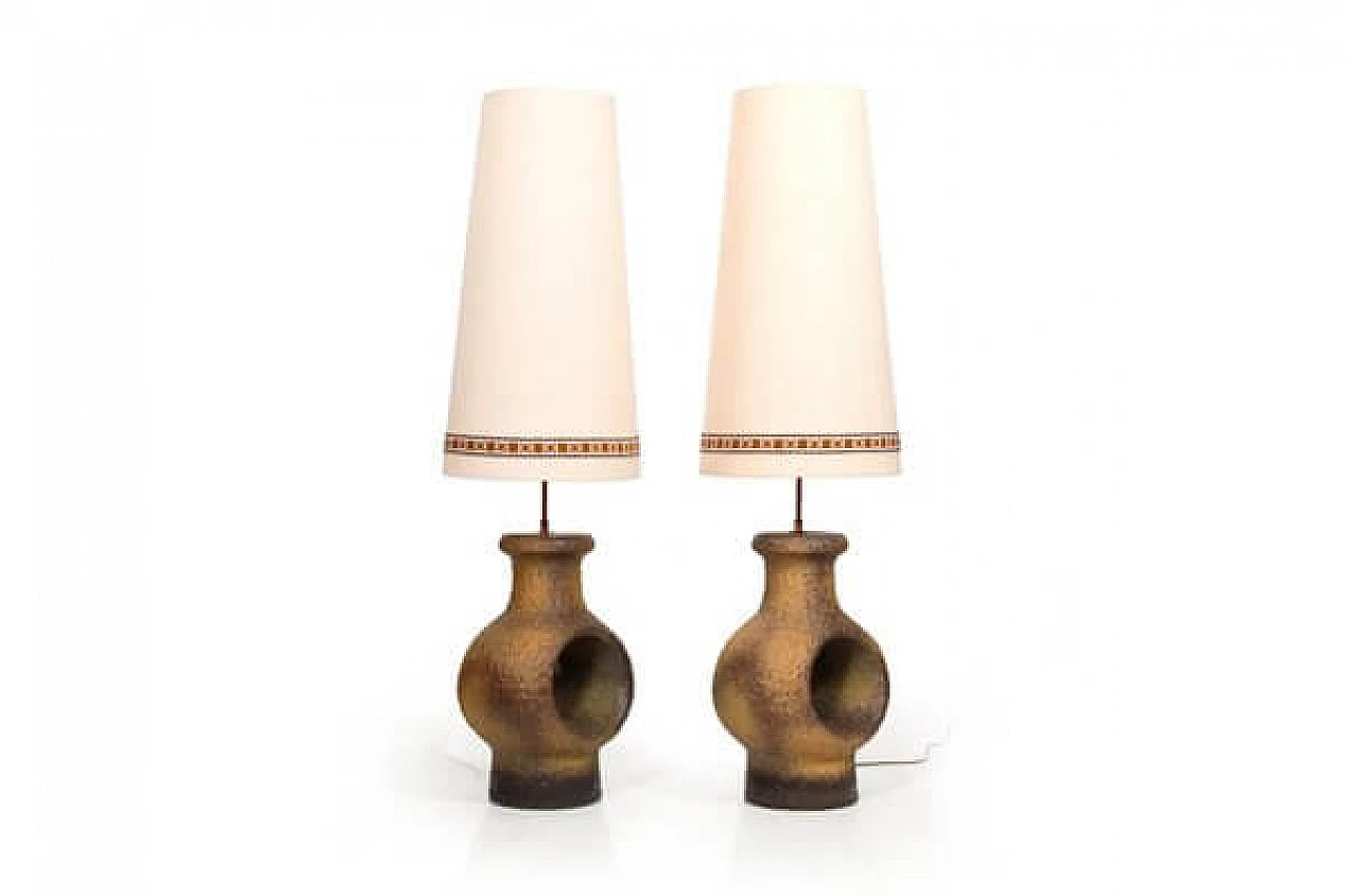 Pair of Danish ceramic lamps, 1960s 2