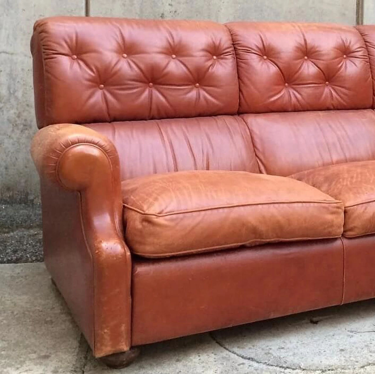 Cognac leather sofa, 1960s 3