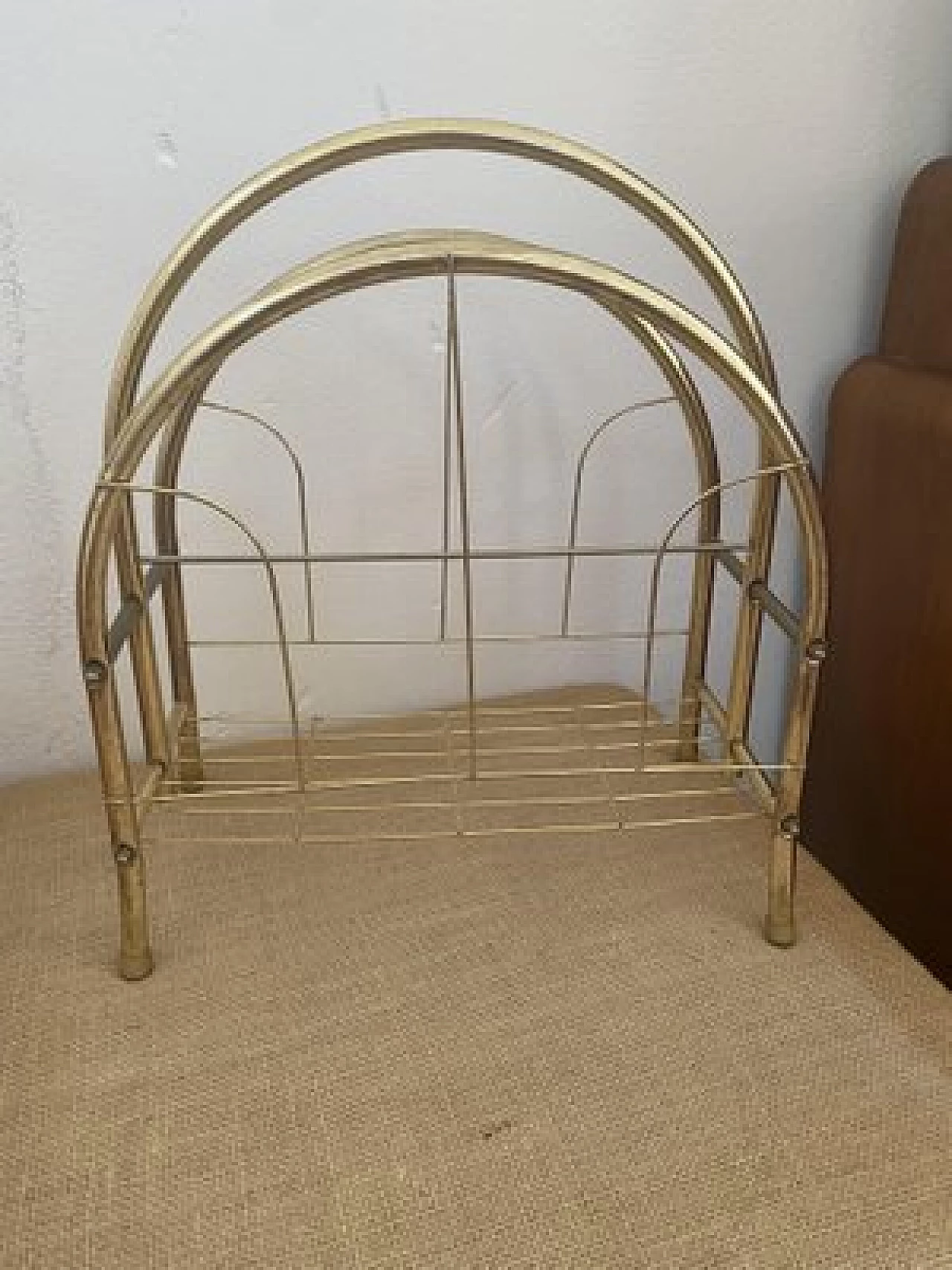 Brass magazine rack, 1970s 4