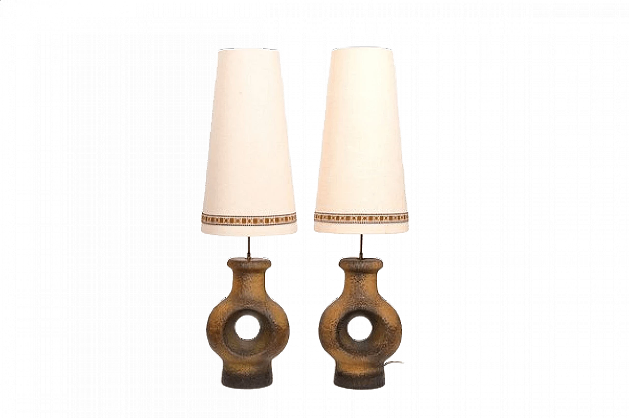 Pair of Danish ceramic lamps, 1960s 7