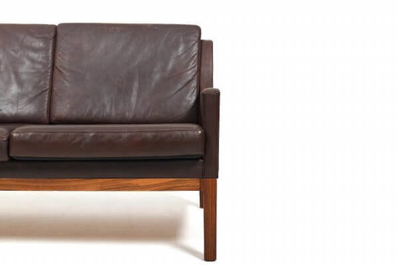 3-Seater sofa in brown leather by Kai Lyngfeldt Larsen for Søren Willadsen Møbelfabrik, 1960s 4