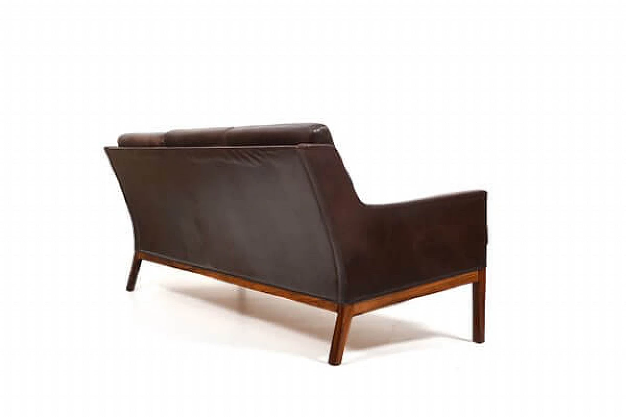 3-Seater sofa in brown leather by Kai Lyngfeldt Larsen for Søren Willadsen Møbelfabrik, 1960s 8