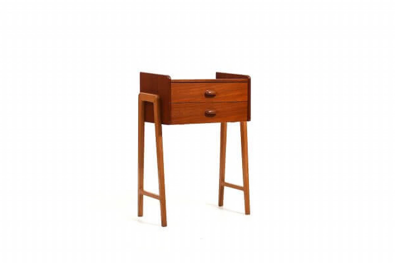 Danish teak and oak side table with drawers by Melvin Mikkelsen, 1960s 2