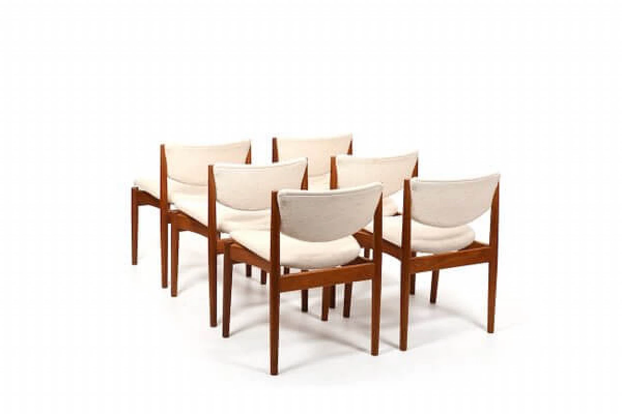 6 Danish chairs in teak by Finn Juhl for France & Søn, 1960s 5