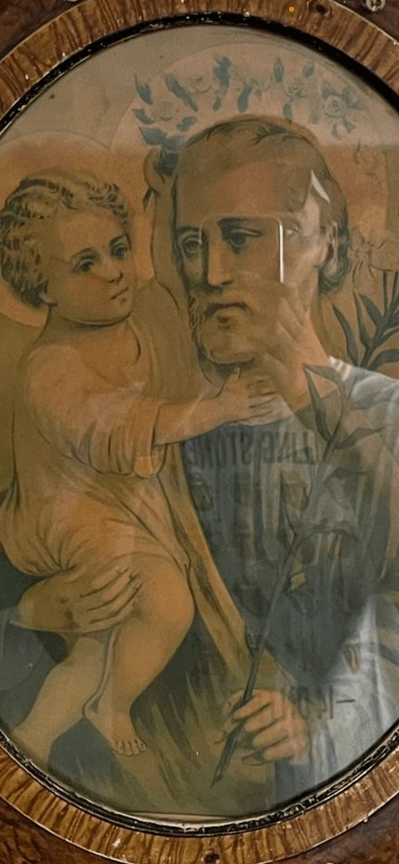 Quadro ovale raffigurante San Giuseppe col Bambino, '900 1
