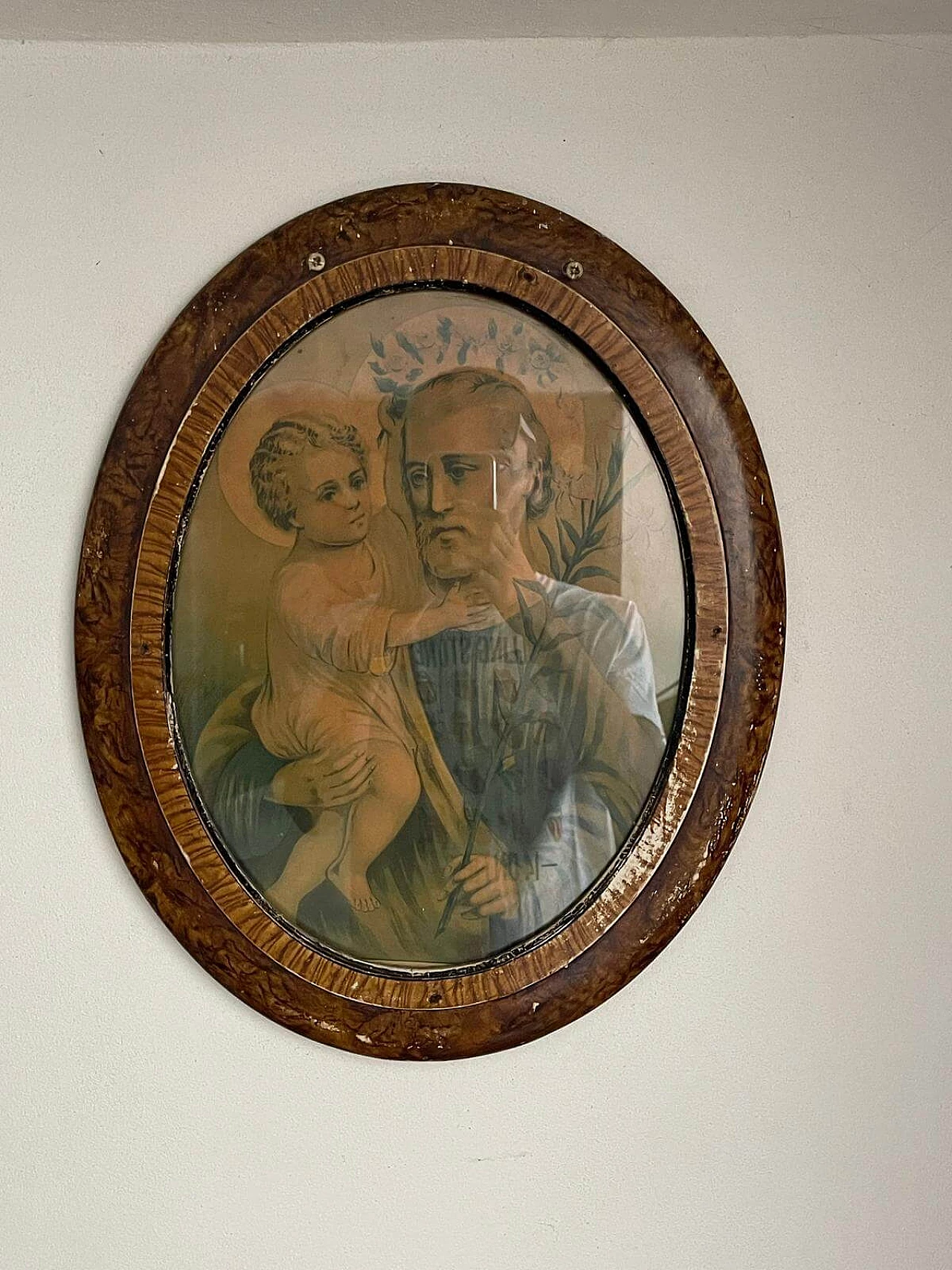 Quadro ovale raffigurante San Giuseppe col Bambino, '900 2