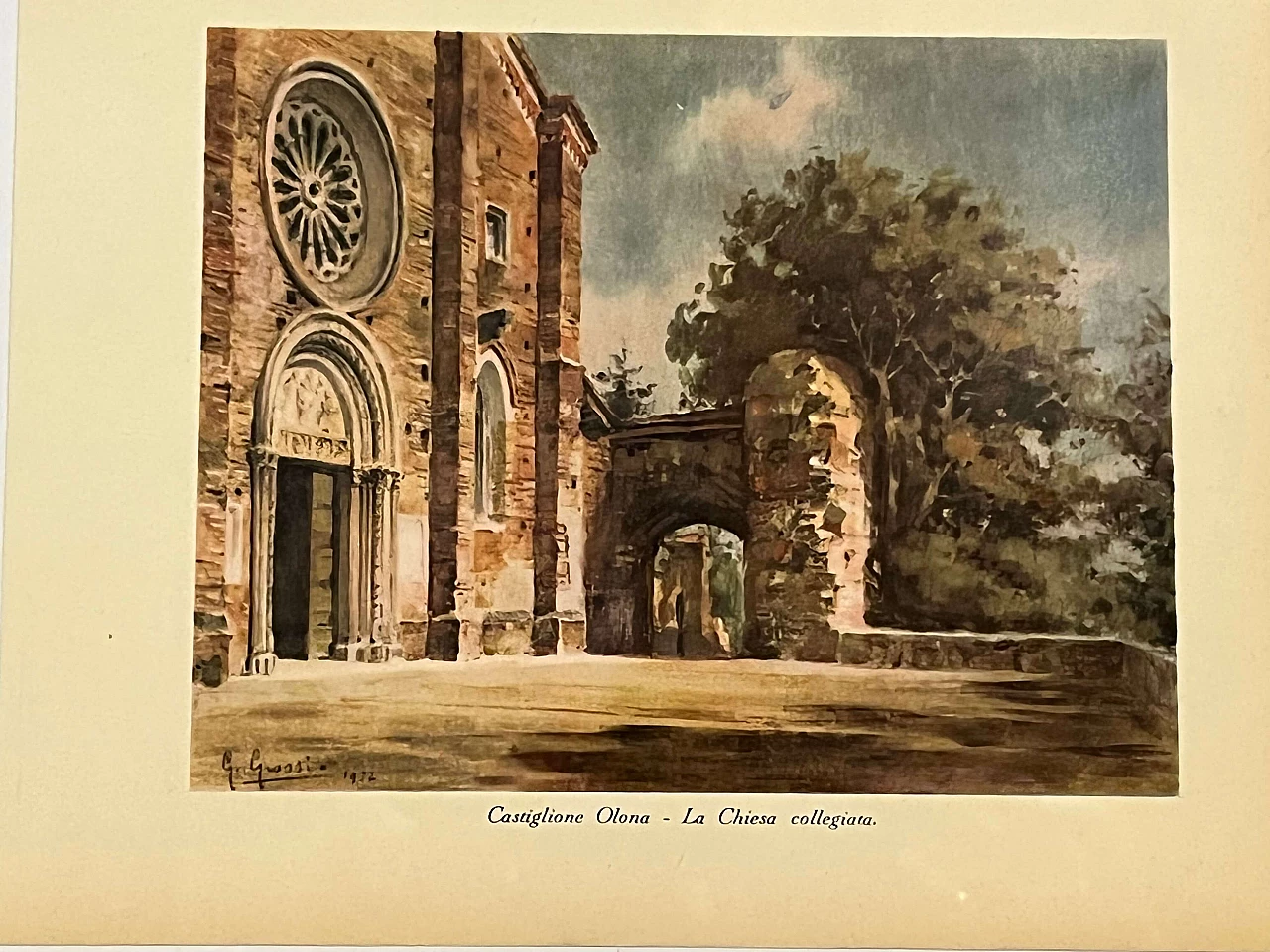 Giannino Grossi, La chiesa collegiata di Castiglione Olona, stampa a colori, 1932 3