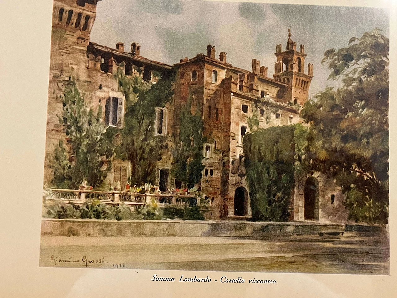 Giannino Grossi, Castello visconteo di Somma Lombardo, stampa a colori, 1932 3