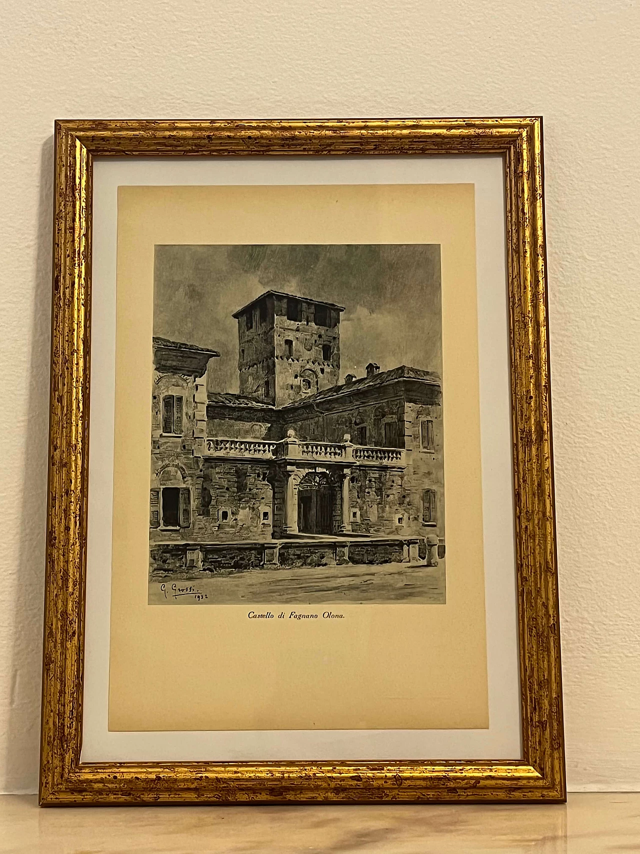 Print Fagnano Olona Castle by Giannino Grossi, 1930s 1