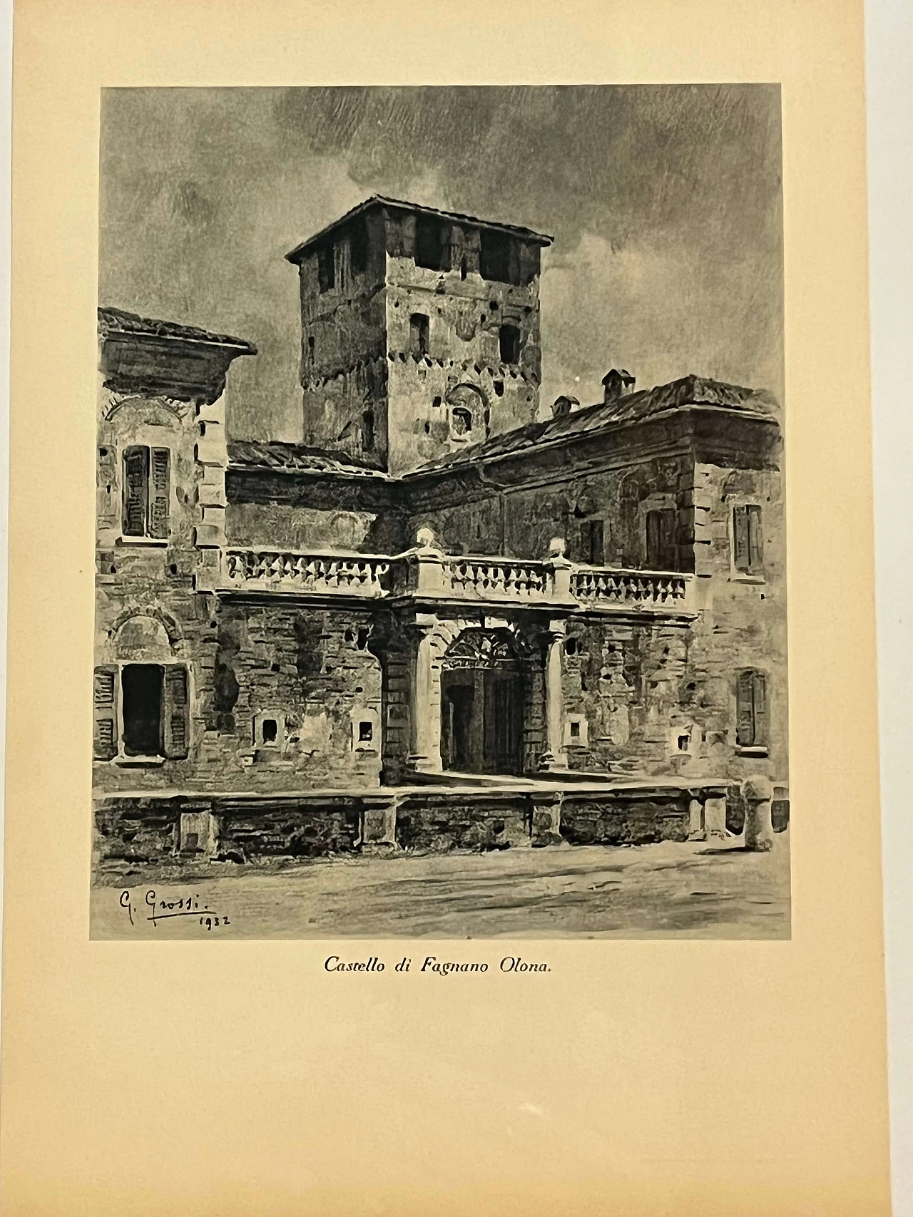 Print Fagnano Olona Castle by Giannino Grossi, 1930s 2