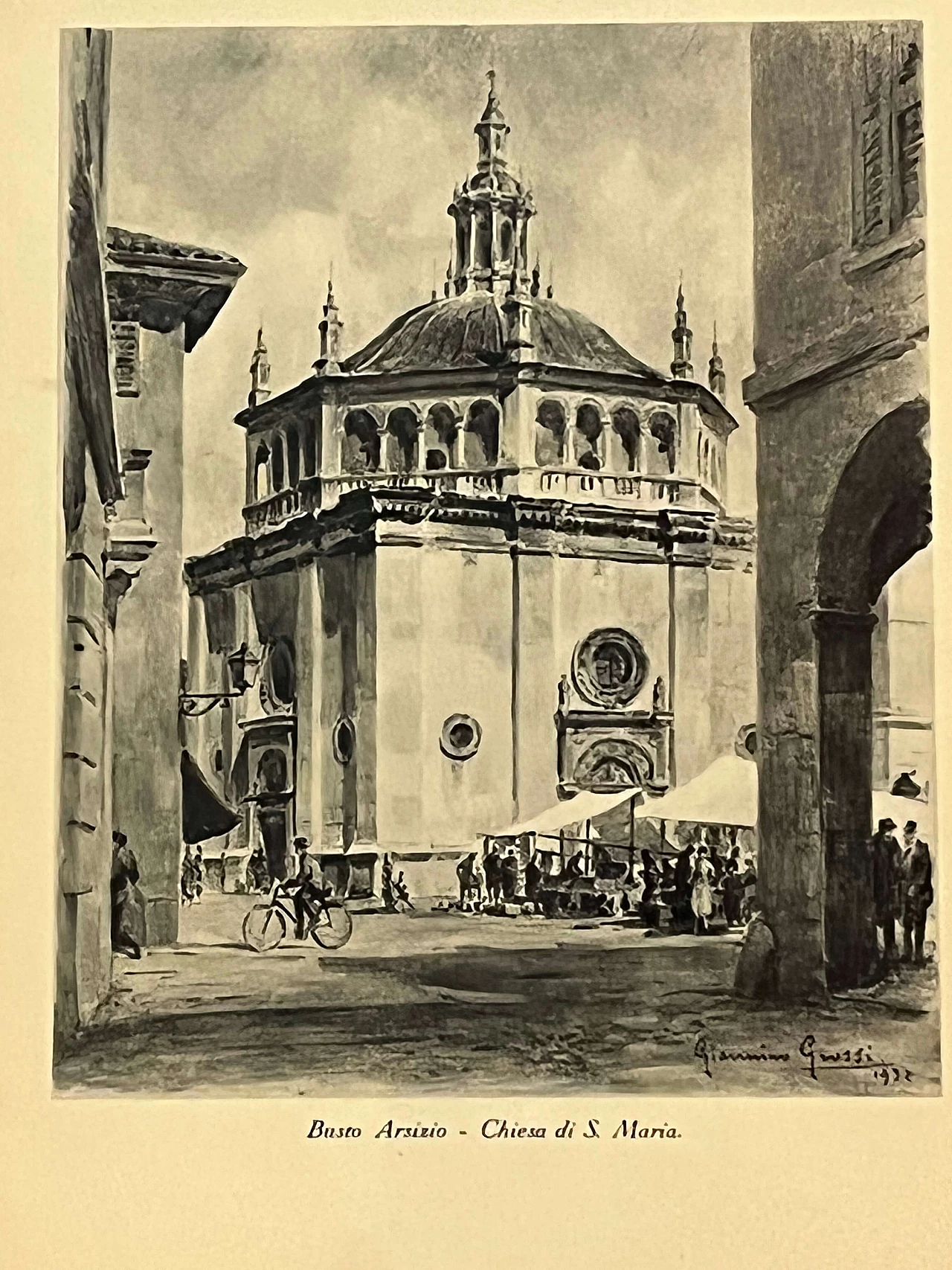 Printed Church of Santa Maria in Busto Arsizio by Giannino Grossi, 1930s 2