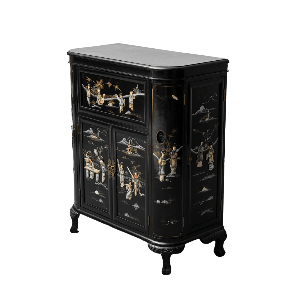 Black lacquer shop bar cabinet