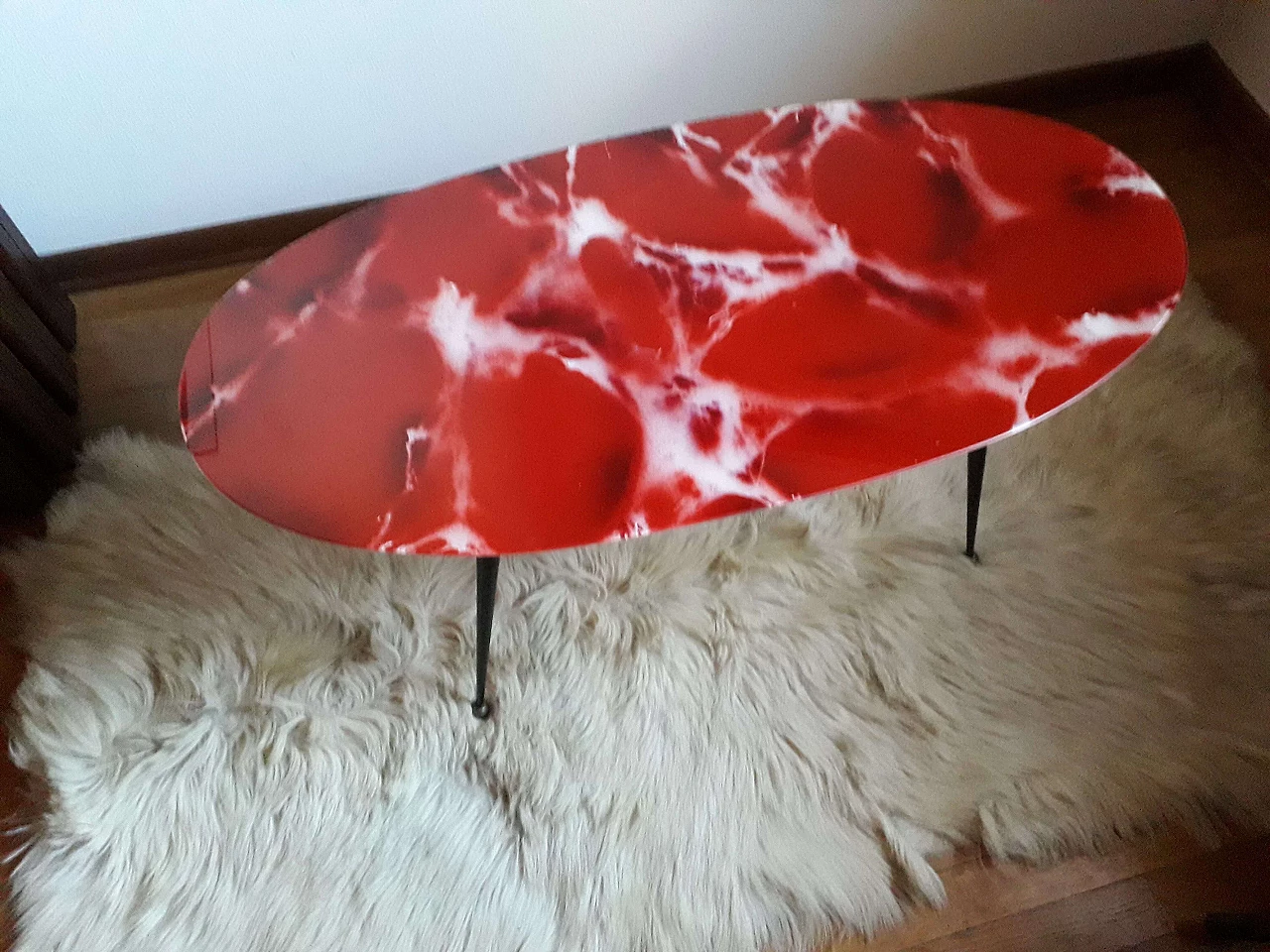 Oval coffee table with back-painted glass top, 1970s 4