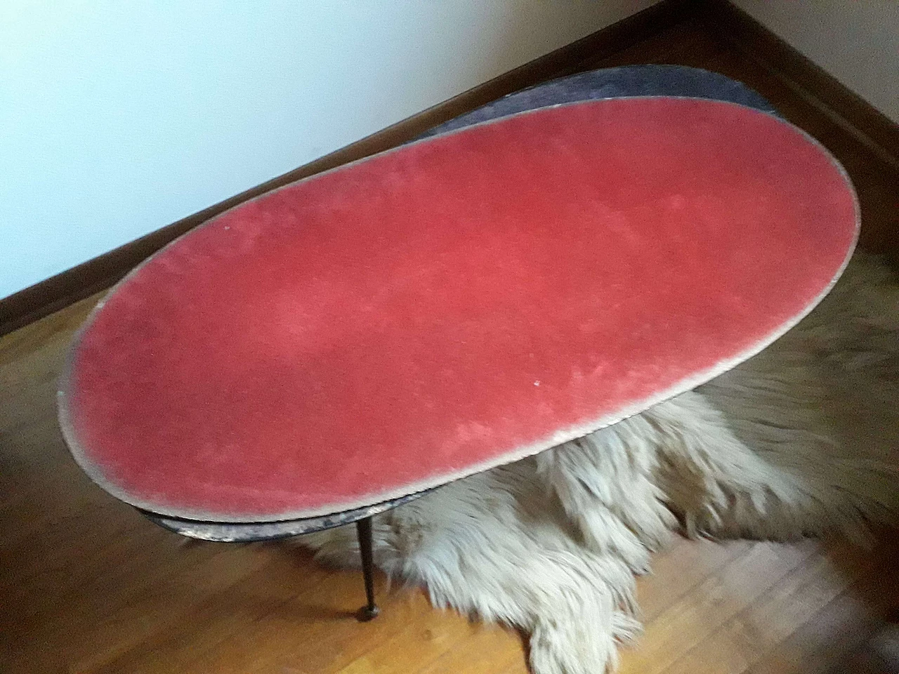 Oval coffee table with back-painted glass top, 1970s 5