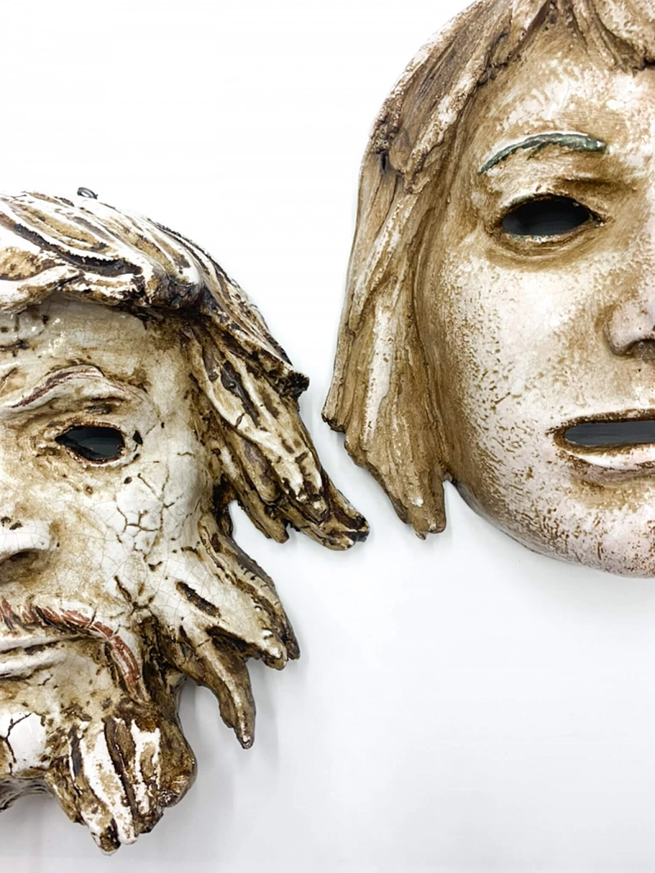 Pair of terracotta masks by Roberto Rigon, 1980s 6