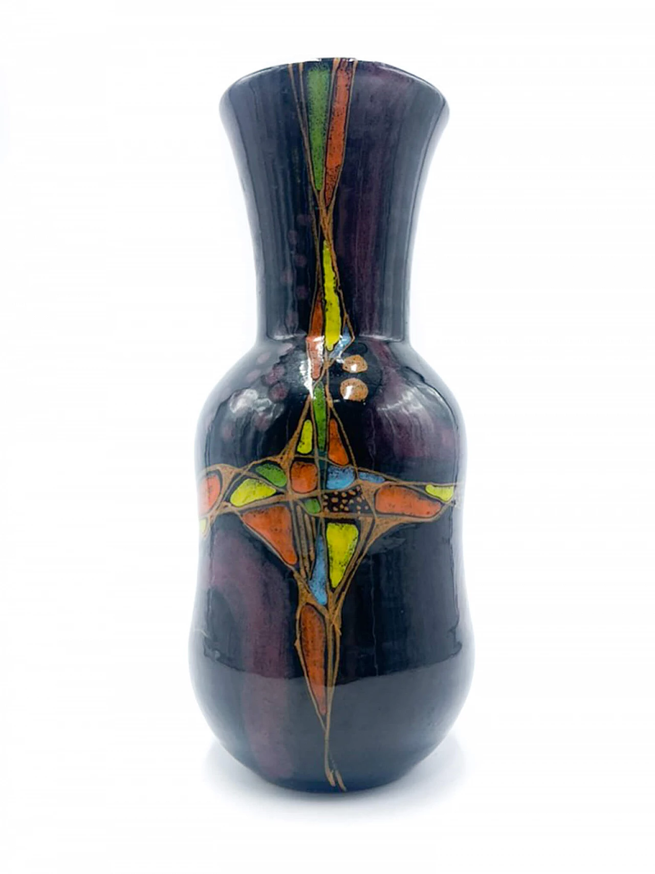 Decorated ceramic vase by Verzolini, 1970s 1