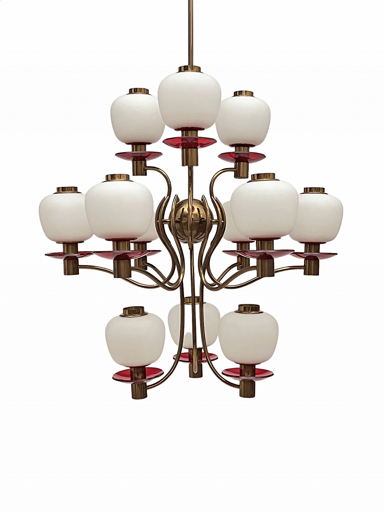 12-light chandelier by Angelo Lelli for Arredoluce, 1950s 15