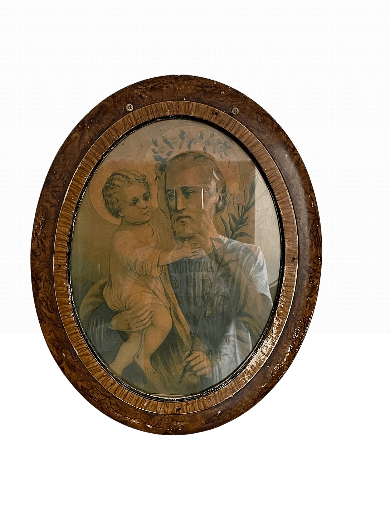 Quadro ovale raffigurante San Giuseppe col Bambino, '900 4