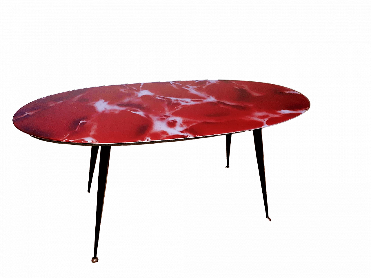 Oval coffee table with back-painted glass top, 1970s 11