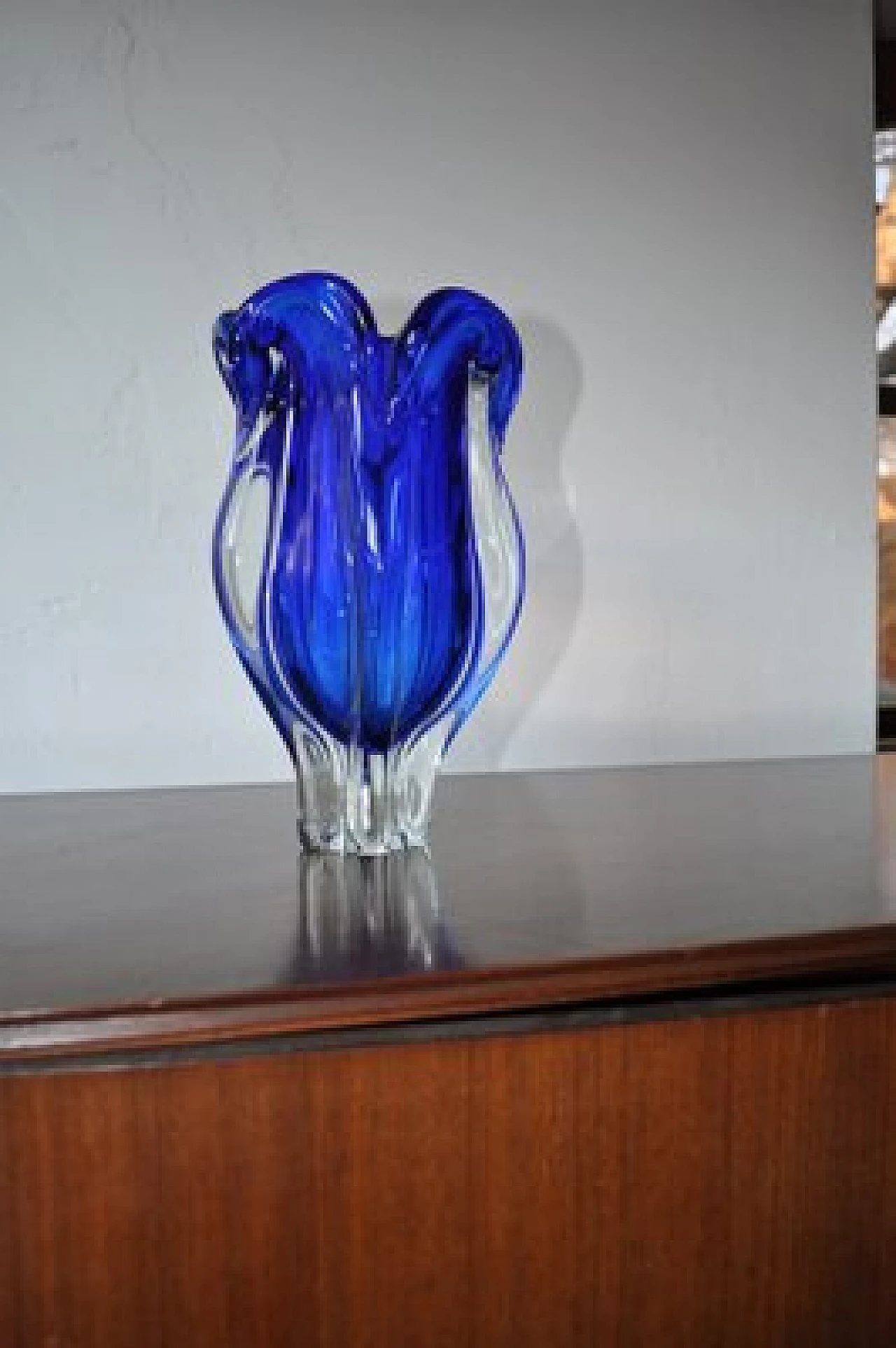 Blue glass vase, 1960s 4