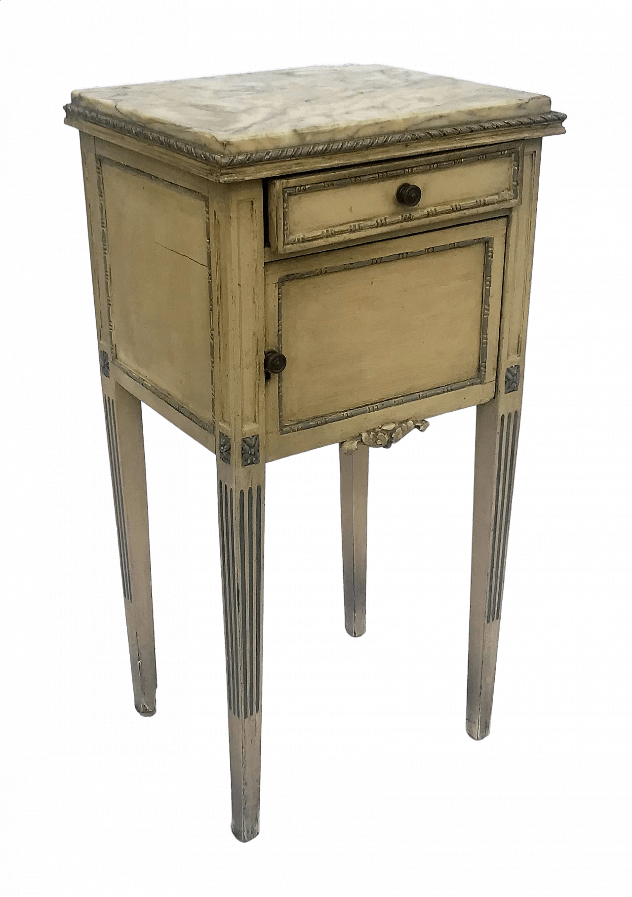 Marble Louis XVI bedside table with drawer, 20th century 4