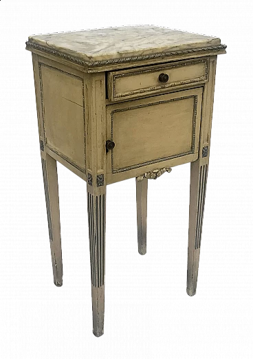 Marble Louis XVI bedside table with drawer, 20th century