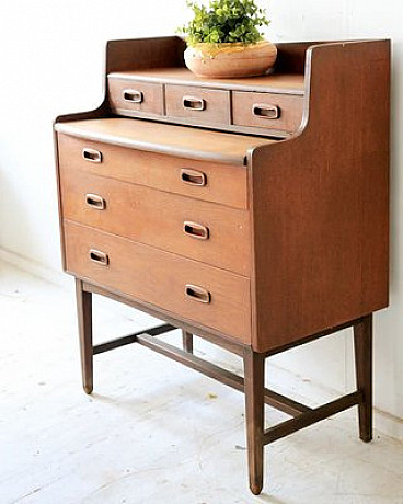 Tavolino da toilette in teak con specchio, anni '50