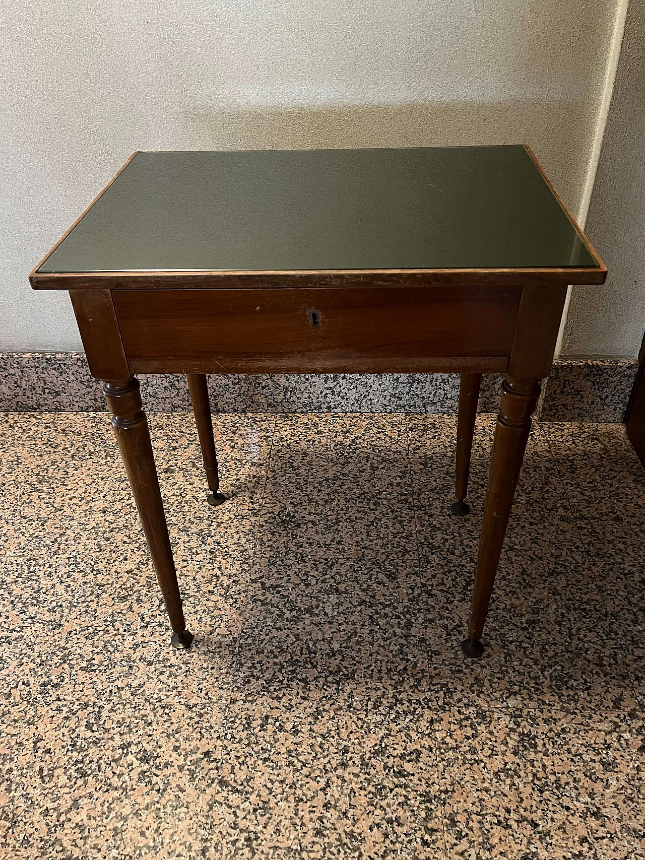 Wooden side table with glass top, early 20th century 1