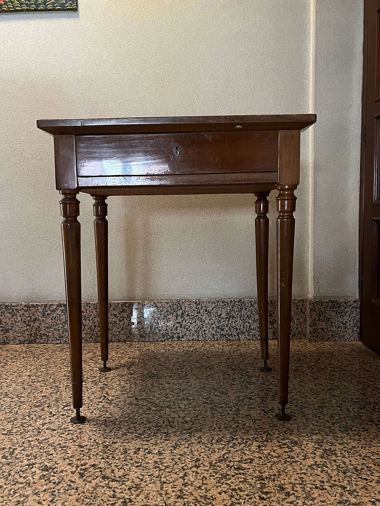 Wooden side table with glass top, early 20th century 3