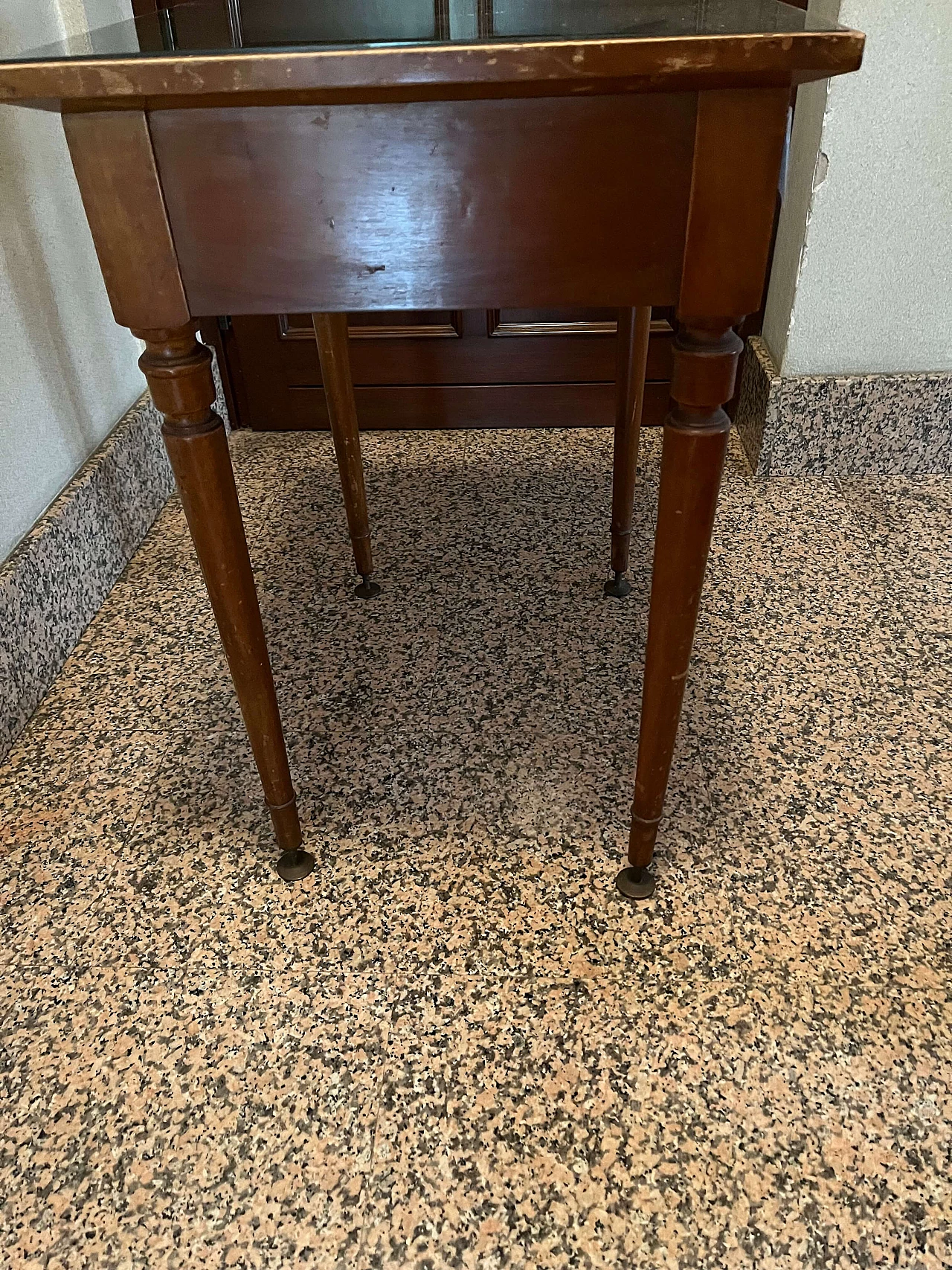 Wooden side table with glass top, early 20th century 4