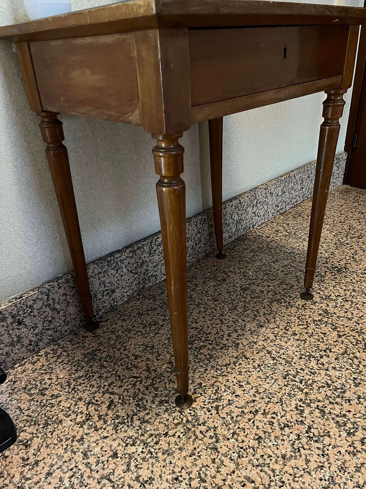 Wooden side table with glass top, early 20th century 7