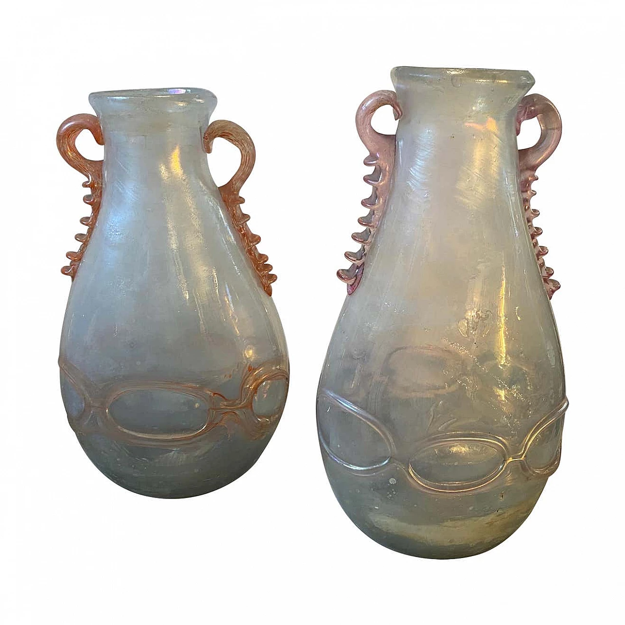 Pair of vases in Murano glass attributed to Cenedese, 1970s 1