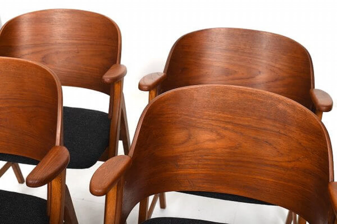 6 Danish teak and oak shell chairs, 1950s 4